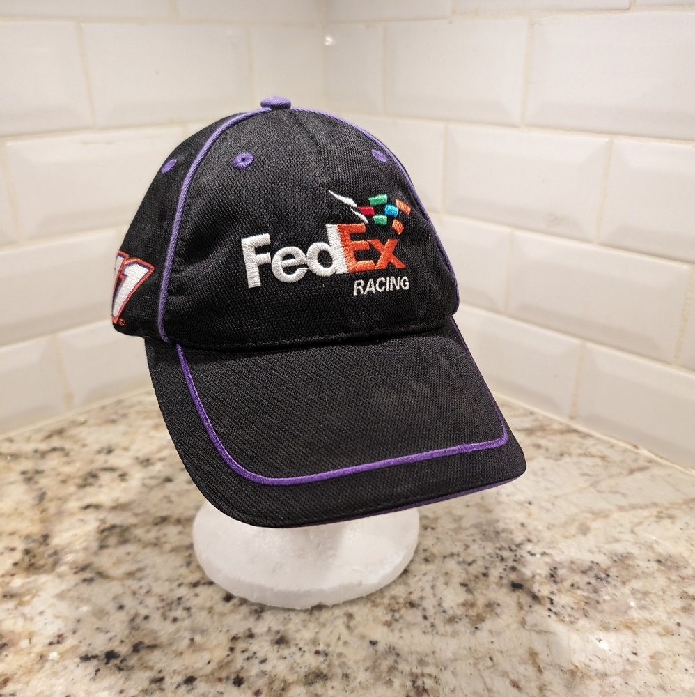 FedEx Nascar Racing black purple adjustable hat Denny Hamlin #11